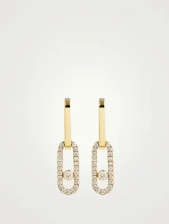 Move Link 18K Gold Earrings With Diamonds
