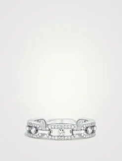 Move Link 18K Gold Pavé Ring With Diamonds