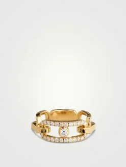 Move Link 18K Gold Ring With Diamonds