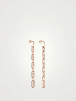 Move Link 18K Rose Gold Multi Pendant Earrings With Diamonds