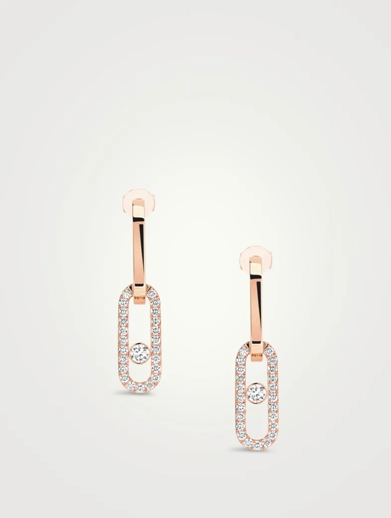 Move Link 18K Rose Gold Pendant Earrings With Diamonds