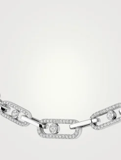 Move Link 18K White Gold Necklace With Pavé Diamonds