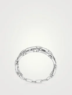 Move Link 18K White Gold 3-Row Cuff Bracelet With Diamonds