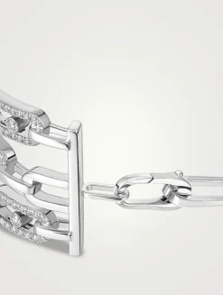 Move Link 18K White Gold 3-Row Cuff Bracelet With Diamonds