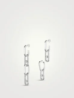Move Link 18K White Gold Transformable Earrings With Diamonds