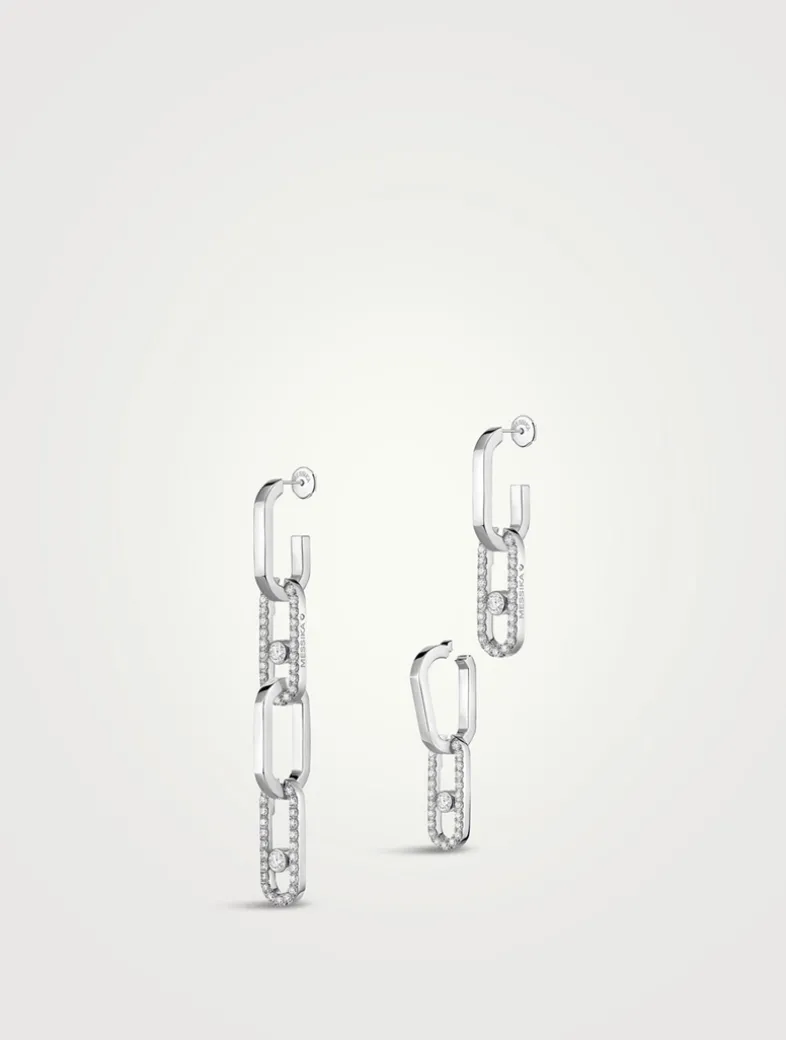 Move Link 18K White Gold Transformable Earrings With Diamonds