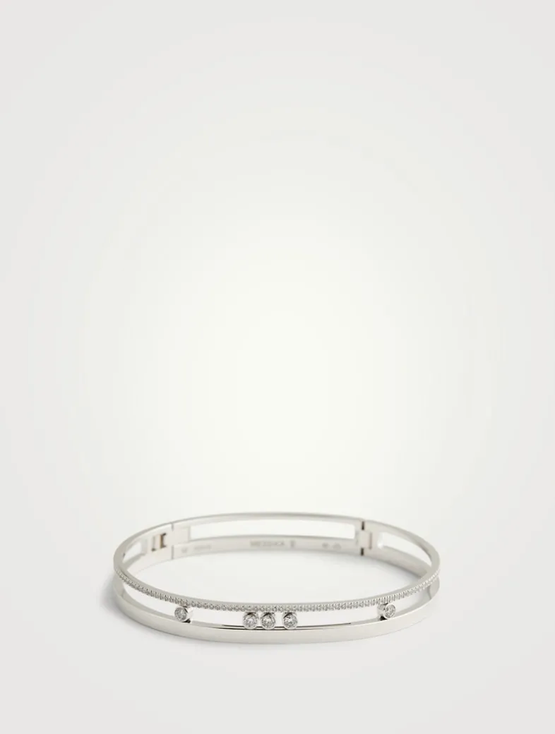 Move Romane 18K White Gold Bangle With Diamonds