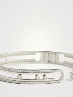 Move 10th 18K White Gold Bangle With Diamonds
