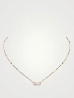 Move Uno 18K Rose Gold Pavé Necklace With Diamonds