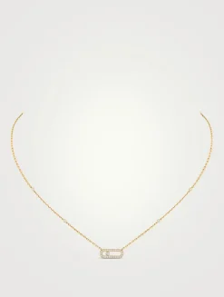 Move Uno 18K Rose Gold Pavé Necklace With Diamonds