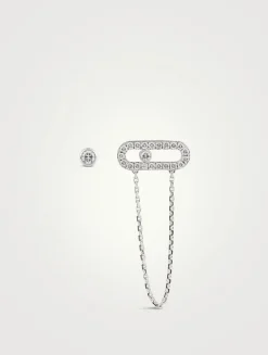 Move Uno 18K White Gold Chain And Stud Earrings With Diamonds