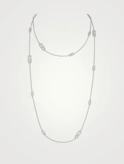 Move Uno 18K White Gold Long Necklace With Diamonds