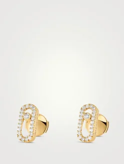 Move Uno 18K White Gold Pavé Earrings With Diamonds