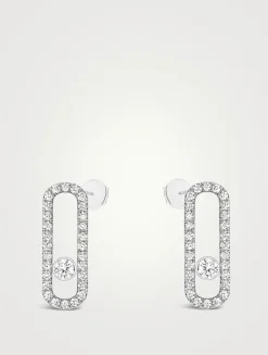 Move Uno 18K White Gold Pavé Earrings With Diamonds