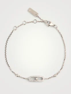 Move Uno 18K White Gold Pavé Bracelet With Diamonds