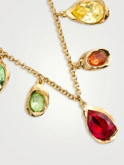 Multicolour Pear Crystal Chain Necklace