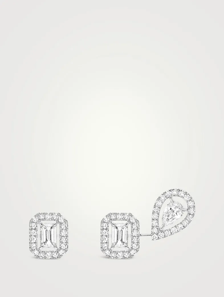 My Twin 1+2 18K White Gold Diamond Earrings