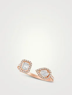 My Twin 18K Rose Gold Toi And Moi Ring With Diamonds