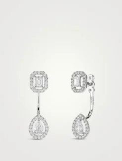 My Twin 18K White Gold Toi And Moi Earrings With Diamonds