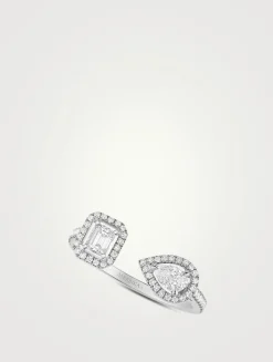 My Twin 18K White Gold Toi And Moi Ring With Diamonds