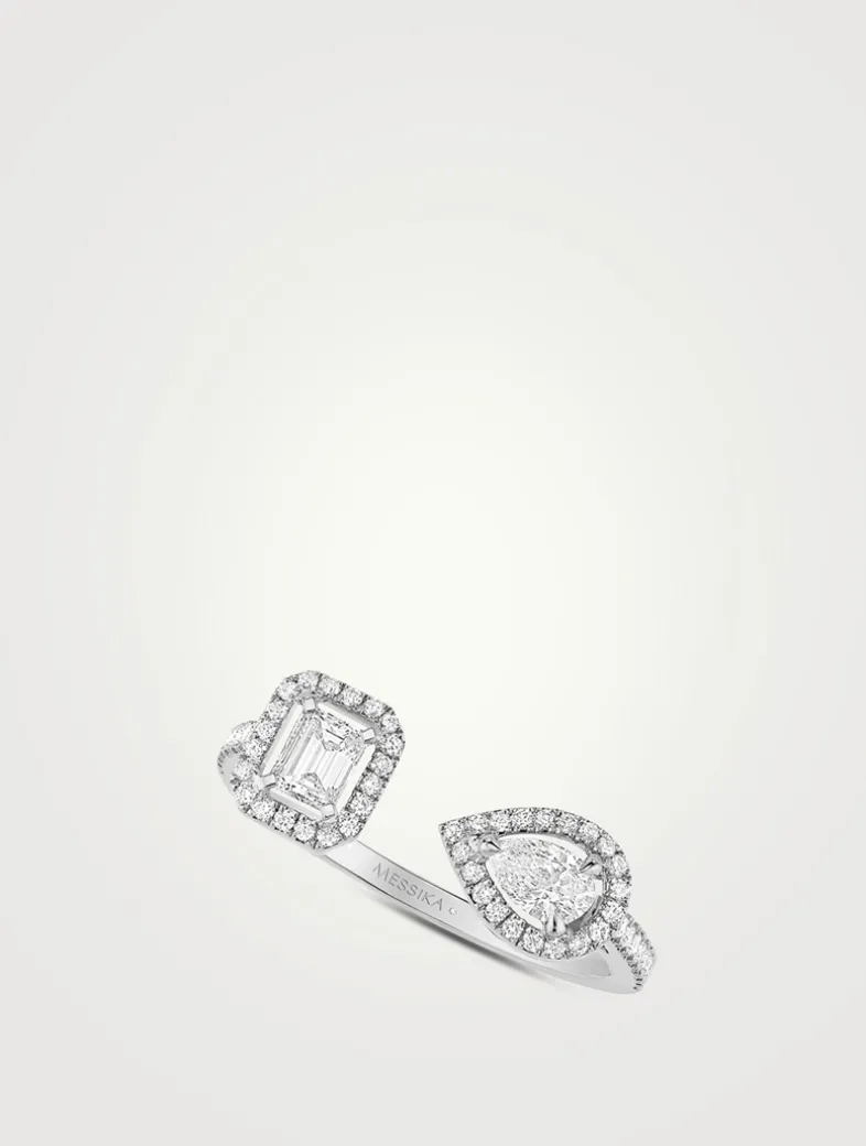 My Twin 18K White Gold Toi And Moi Ring With Diamonds