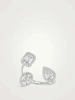 My Twin 18K White Gold Trilogy Ring With Diamonds