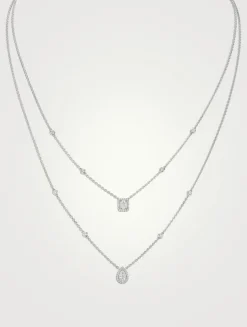 My Twin 18K White Gold Two-Row Necklace With Diamonds