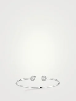 My Twin Toi & Moi White Gold Thin Bangle Bracelet With Diamonds