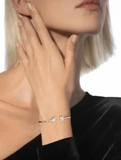 My Twin Toi & Moi White Gold Thin Bangle Bracelet With Diamonds