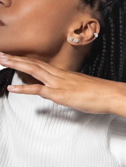 My Twin Top Rose Gold Mono Earring With Pear Diamond