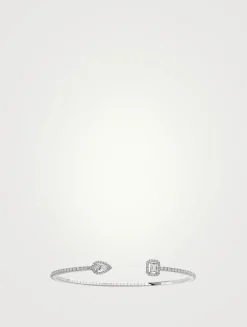 My Twin White Gold Skinny Bangle Bracelet With Diamonds