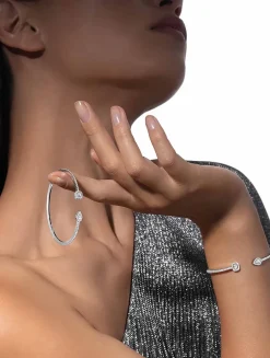 My Twin White Gold Skinny Bangle Bracelet With Diamonds