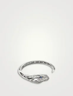 Naga Cuff Bracelet With Pavé Diamonds And Blue Sapphire