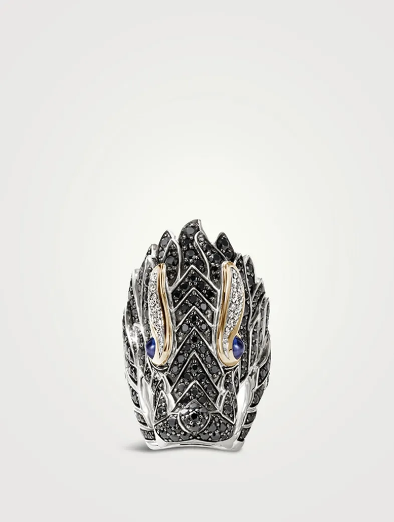 Naga Heritage 18K Gold And Sterling Silver Ring With Diamonds And Gemstones