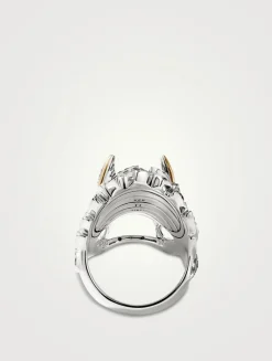 Naga Heritage 18K Gold And Sterling Silver Ring With Diamonds And Gemstones