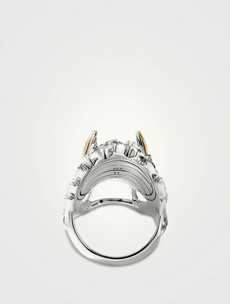 Naga Heritage 18K Gold And Sterling Silver Ring With Diamonds And Gemstones