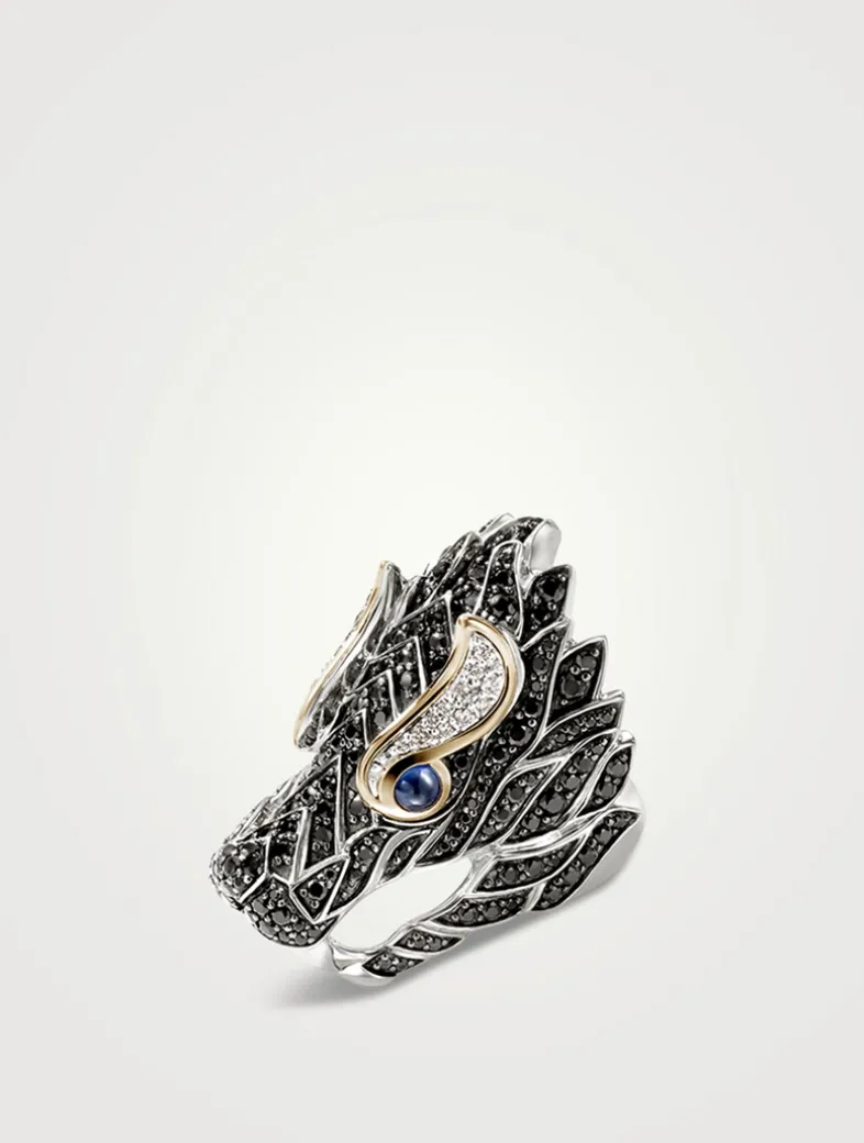 Naga Heritage 18K Gold And Sterling Silver Ring With Diamonds And Gemstones