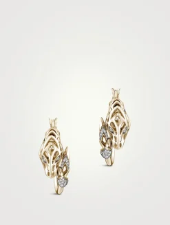Naga 14K Gold Hoop Earrings With Pavé Diamonds