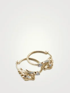 Naga 14K Gold Hoop Earrings With Pavé Diamonds
