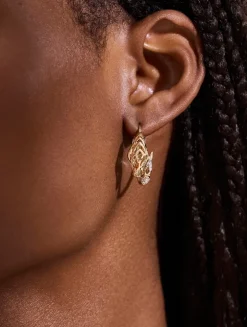 Naga 14K Gold Hoop Earrings With Pavé Diamonds