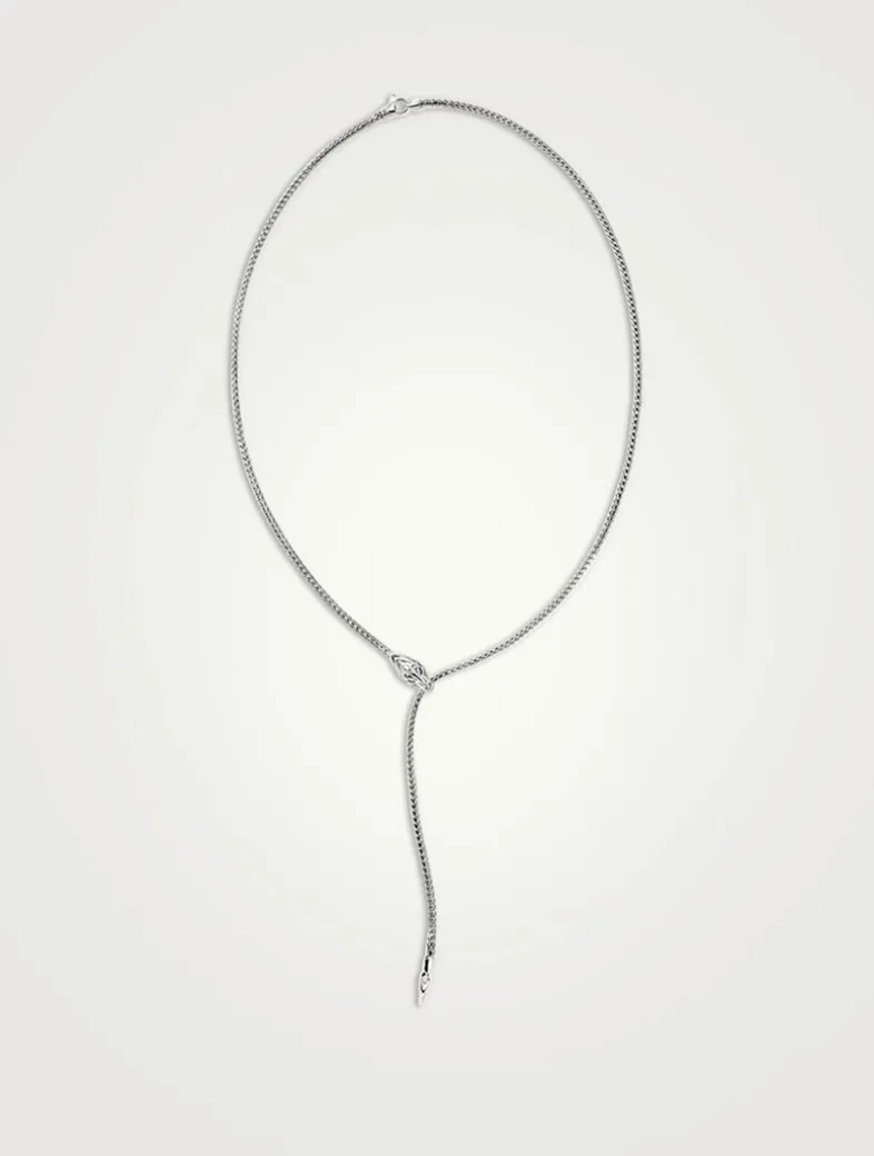 Naga Silver 2.5mm Mini Chain Necklace With Blue Sapphire Eyes