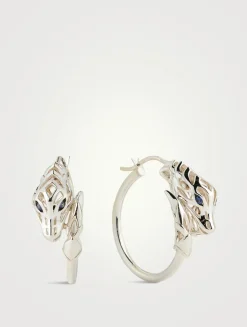 Naga Sterling Silver Hoop Earrings With Sapphire
