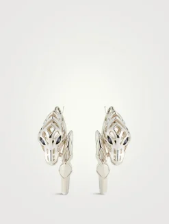 Naga Sterling Silver Hoop Earrings With Sapphire