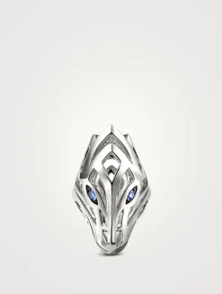 Naga Sterling Silver Ring With Blue Sapphire