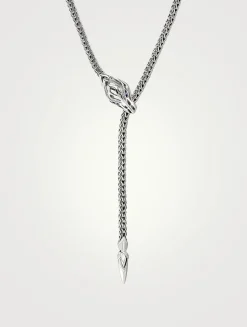 Naga Sterling Silver Y Necklace With Diamonds And Blue Sapphire