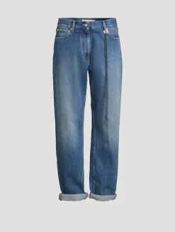 Naomi Straight-Leg Jeans With Wallet Chain