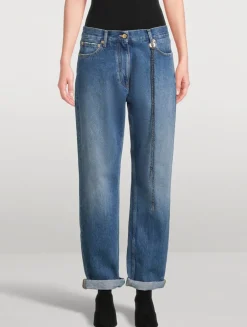 Naomi Straight-Leg Jeans With Wallet Chain