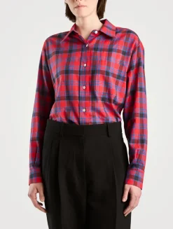Nesson Cotton Voile Shirt In Plaid Print