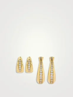 Night Swim Pavé Wave Huggie Hoop Earrings Set