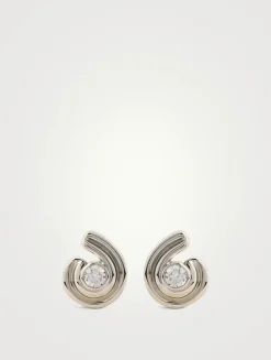 Night Swim Wave Bezel Twist Stud Earrings